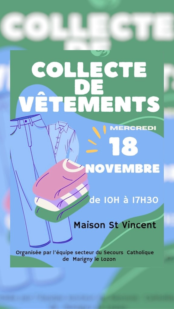 Collecte de Vêtements, mercredi 18&nbsp;novembre…